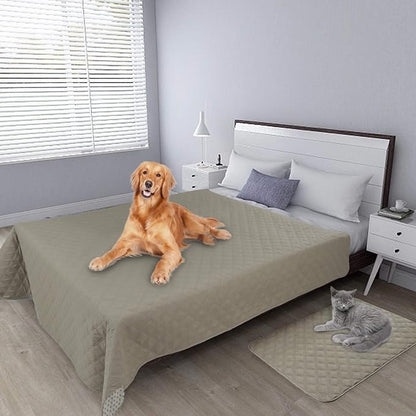 Easy-Going 100% Waterproof Dog Bed Cover, Non-Slip Pet Blanket for Furniture, Washable Couch Cover, Repleasement Sofa Cover (86X82 in,Beige)
