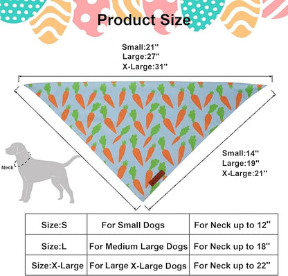 ADOGGYGO Easter Dog Bandanas 2 Pack, Reversible Bunny Carrot Print Puppy Scarf, Premium Fabric, Adjustable Fit Easter Bandana for Extra Large Dogs (X-Large)
