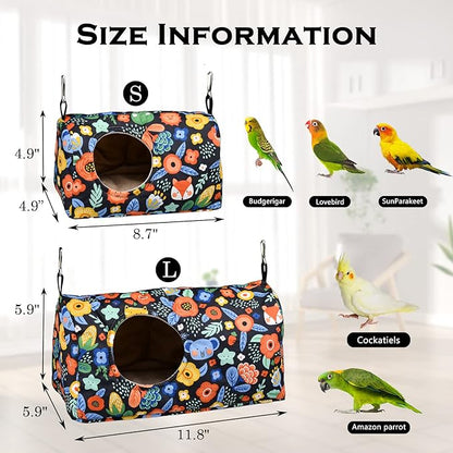 Bird Warm Bed Sleeping Nest House Snuggle Hanging Hut Hammock Hideaway Cave for Cockatiels Parakeets Budgies Lovebirds L