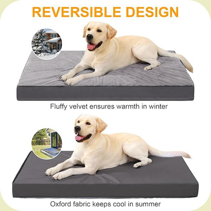 KSIIA Orthopedic Dog Crate Bed - Waterproof, Washable Dog Bed with Egg Crate Foam & Removable Cover, 35 x 22 Inch, Dark Gray