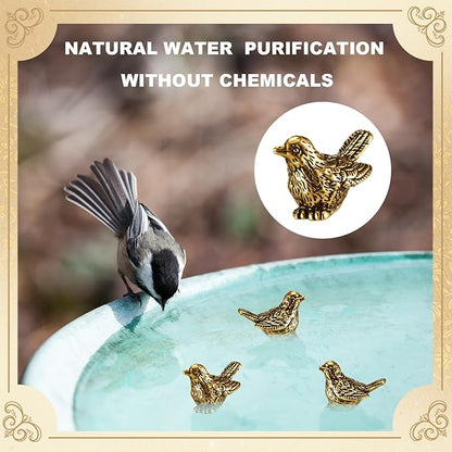 4 Pcs Mini Bird Shape Copper Bath Disk Ornaments Copper Bird Bath Purification Disks Birdbath Cleaner Single 0. 6 oz Weight Universal Fit for Outdoor Birdbaths, Bowl