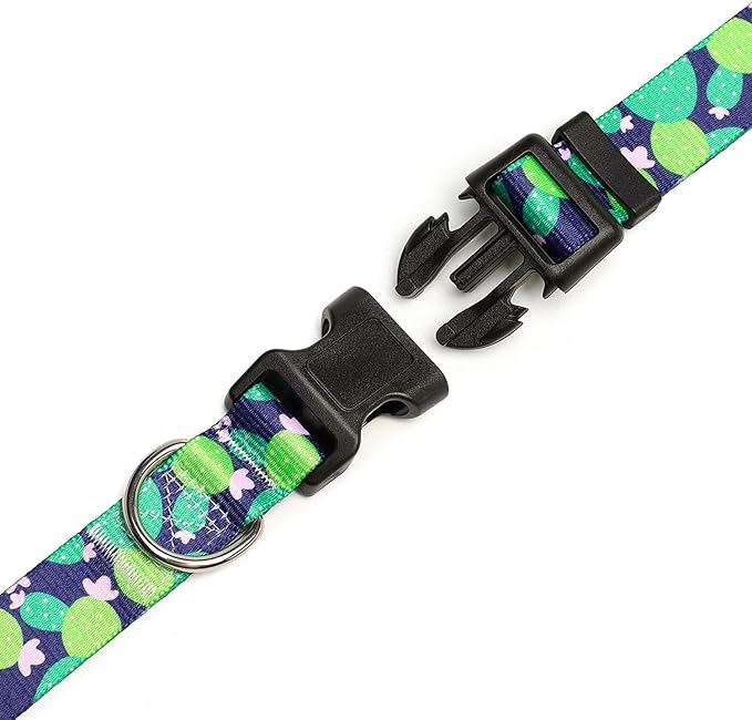 Mercano Adjustable Dog Collar - Special Design Patterns, Soft Nylon Comfortable Durable Pet Collar for Small Medium Large Dogs (L, Cactus)