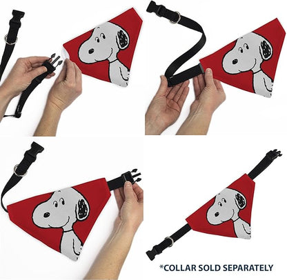 Peanuts Pet Bandana Snoopy Smiling Face Pose Red Slip On Collar Bandana Only