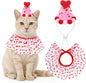 SCENEREAL Valentine's Day Cat Costume - Kitten Hat & Scarf Set, Pet Birthday Bandana Scarf Bib Holiday Outfit Party Accessories for Big Cats Puppy Small Dogs Animals