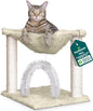 FurHaven 17.3" Tall Cat Scratching Post Tower for Indoor Cats, Sisal Cat Tree, Tiger Tough Hammock Interactive Playground, Toys & Perches for Cats, Sisal, Cream
