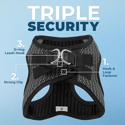 Best Pet Supplies Voyager Step-in Air All Weather Mesh Harness and Reflective Dog 5 ft Leash Combo with Neoprene Handle, for Small, Medium and Large Breed Puppies - Gray (2-Tone), XL