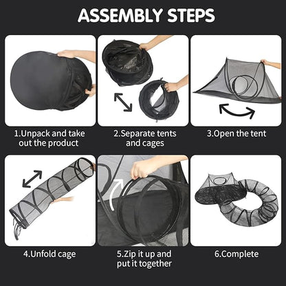 Rest-Eazzzy Outdoor Cat Enclosures, Portable Cat Tent for Outside Enclosure for Indoor Cats, Catio Outdoor Cat Enclosure for Kitty and Small Animals, Cat Playpen with Tunnel, Storage Bag