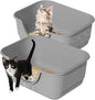 2 Pack Low Entry Small Litter Box for Kittens, Kitty Plastic Litter Boxes, Open Top, Anti-Splash High Sided Litter Tray Pan for Medium Pets, Puppy, Easy to Clean, 15.7" L*11.8" W*6.7" H (Grey)