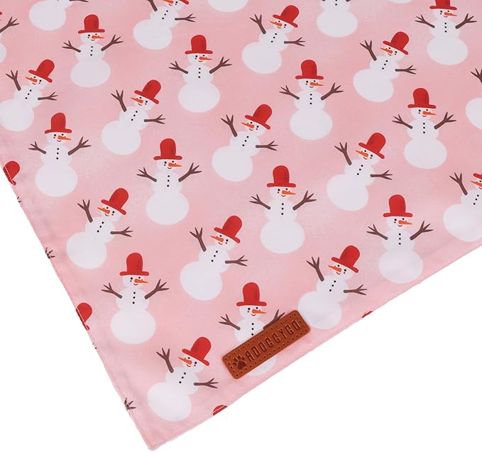 ADOGGYGO Pink Christmas Dog Bandanas 2 Pack, Reversible Santa Snowman Xmas Scarf Bib, Adjustable Fit Pink Christmas Bandana for Medium Large Dogs Girl (Large)