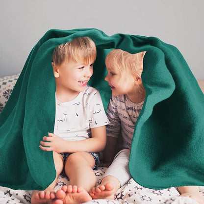 Fleece Throw Blanket Bulk Fleece Blankets Solid Lightweight Warm Soft Cozy Pet-Friendly for Home Bed Sofa Couch Dorm Office Wedding Gifts Travel Airplane Seasons (Dark Green, Pack of 6-50x60 Inches)