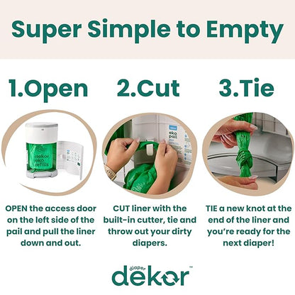 Diaper Dekor CLASSIC Diaper Pail Refills | 4 Count Unscented | Exclusive End-of-Liner Marking | Thick Quick & Easy to Replace | Most Economical Refill System | for Original and Eko Style Pails