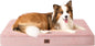EHEYCIGA Orthopedic XL Dog Beds for Extra Large Dogs with Removable Washable Cover for Crate, Pink, 41x27