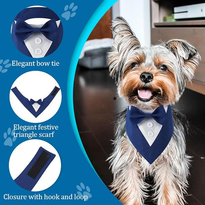 Formal Dog Tuxedo Adjustable Pet Collar with Bow, Small, Medium and Large Dog Wedding Clothing, Birthday Gifts