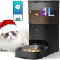 2.4G Automatic Cat Feeder, Cat Food Dispenser with 10s Voice Recorder, Pet Feeder up to 8 Meals per Day, Timed Feeder with Dry Food Sealed Ring (Black, 4L-WiFi)