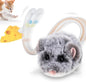 Migipaws Interactive MigiMouse Cat Toy 360° Rolling & Spin with Wiggling Tail for Indoor Cats Smart Motion Sensor, Realistic Squeak, Rechargeable Plush Kitten Toy(Grey Long)