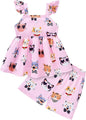Toddler Baby Girls Summer Clothes Outfits Ruffled Sleeve Dinosaur Shirt Leopard Tops and Shorts Pants Sets 2PCS