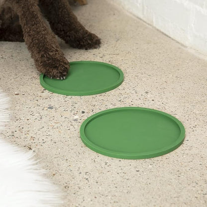 Waggo Habit Silicone Dog Placemat – Set of 2 Modern Heavyweight Silicone Dog Food Mats, Dishwasher Safe, Non-Slip, Solid Color – Forest Green (Medium, 7")