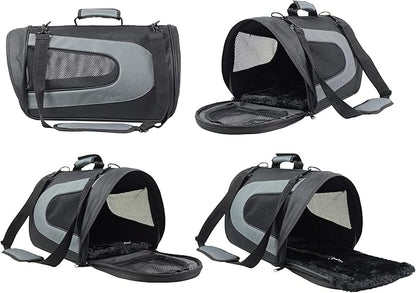 EliteField Deluxe Soft Pet Carrier (3 Year Warranty, Airline Approved), Multiple Sizes and Colors Available (20" L x 11" W x 11" H, Black+Gray)