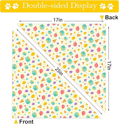 Birthday Dog Bandanas, Double Side Reversible Large Pet Bandanas, Celebration Adjustable Triangle Holiday Scarves for Dogs Girl Boy Pets