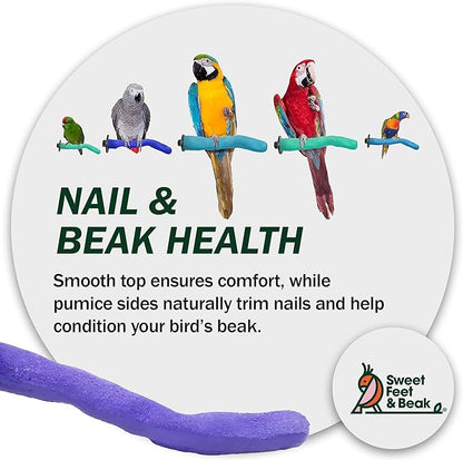 Sweet Feet and Beak Safety Pumice Perch - Trims Nails and Beak - Promotes Healthy Feet - Safe Non-Toxic Bird Supplies for Bird Cages - X-Large 14"