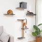 FUKUMARU Cat Wall Shelves, Stable & Safe 4 in 1 Cat Wall Mounted Furniture Set, Wooden Climbing Tree with Scratching Post for 16 Inch Drywall - Gray