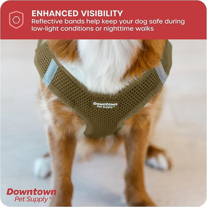 Downtown Pet Supply Step in Dog Harness for Small Dogs No Pull, Large, Hunter Green - Adjustable Harness with Padded Mesh Fabric and Reflective Trim - Buckle Strap Harness for Dogs