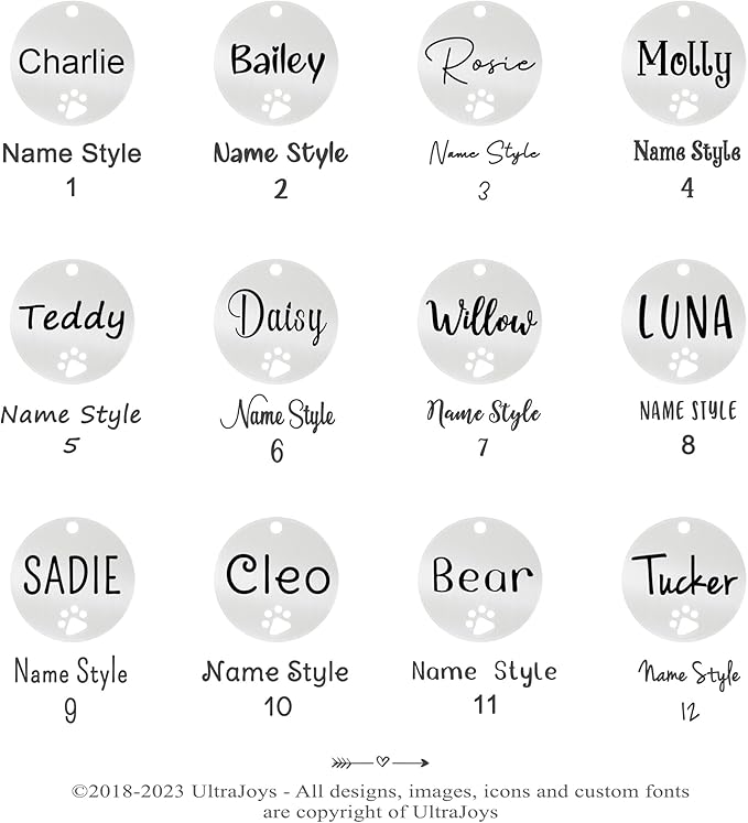 Ultra Joys Dog Tags Personalized for Pets - Hollow Paw Custom Pet ID Tag - Engraved Dog Tag for Small, Large Dogs - Large Round in Silver