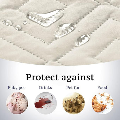 H.VERSAILTEX Reversible Sofa Slipcover Furniture Protector Water Resistant 2 Inch Wide Elastic Straps Sofa Cover Couch Covers Pets Kids Fit Sitting Width Up to 66" (Sofa: 75" x 110", Ivory/Beige)