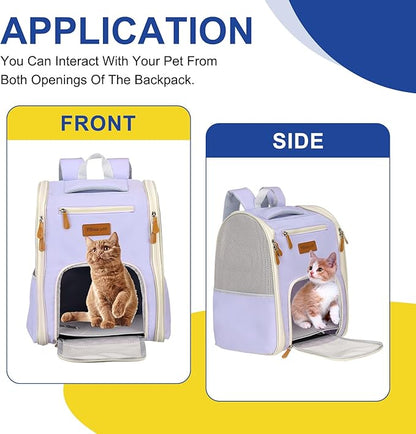 Pet Backpack Carrier, Portable and Ventilated, Oxford Cloth, Dogs Cats and Small Animals Travel Bag 12.6", (Purple, 1 Pcs), Intended for Hiking/Camping/Traveling