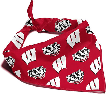 Wisconsin Badgers Officially Licensed Bandana for Dogs and Cats | Fits Pets Great Gift Idea | Easy-to-Tie (Large, 28")