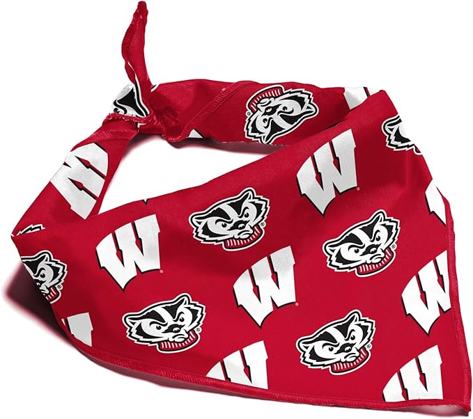 Wisconsin Badgers Officially Licensed Bandana for Dogs and Cats | Fits Pets Great Gift Idea | Easy-to-Tie (Small, 13")