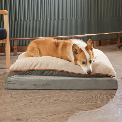 Amazon Basics Washable Dog Bed with Cooling Gel Memory Foam, Pressure-Relief Supportive Design, Anti-Slip Bottom, Machine Washable Removable Cover, Extra Large (40" x 30"), Grey