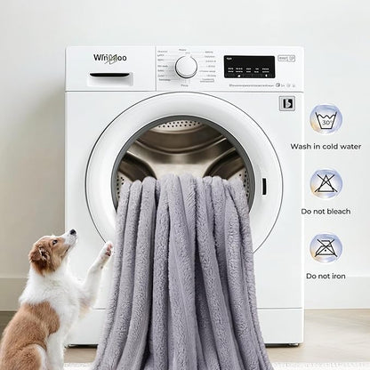LINENLUX 1 Pack 3 Soft Fleece Dog Blanket for Pet Washable Warm Cat Puppy Fluffy Calming Flannel Grey Large