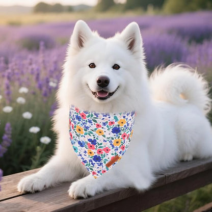ADOGGYGO Floral Dog Bandanas 2 Pack, Reversible Cute Flower Scarf, Premium Fabric, Adjustable Fit Pink Blue Floral Bandanas for Extra Large Dogs (X-Large)