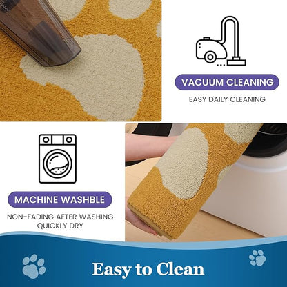 Buganda Dog Door Mat for Muddy Paws, Absorbent Dirt Trapper Washable Indoor Doormats, Non Slip Low-Profile Mud Mat for Dogs, Front Entrance Doormat for Inside Floor (30x20 Inches, Yellow)