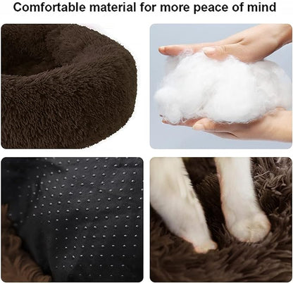 Nisrada Dog Bed for Small Medium Large Dogs, 24 inch Calming Dogs Bed, Washable-Round Cozy Soft Pet Bed for Puppy and Kitten with Slip-Resistant Bottom