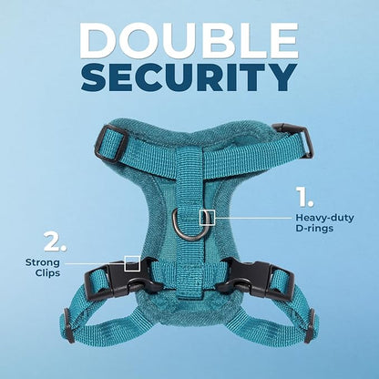 Voyager Escape-Proof Step-in Lock Cat Harness & 5ft Neoprene-Handle Leash Set All-Weather Mesh with Reflective Stitching for Small to Large Cats by Best Pet Supplies, Turquoise, XXXS