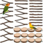 18 PCS Bird Perches Stand Toy, Natural Wood Parrot Perch Stand Bird Cage Branches Platform Accessories for Parakeets Cockatiels Conures Macaws Finches Love Birds