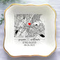 Custom Location Map Engaged Ring Dish Engagement Gift, Jewelry Tray Gifts for Newly Engaged Couple, Ring Holder Dish Wedding Anniversary, Trinket Dish for Her Bride Wife