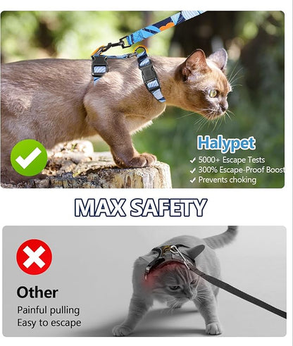 Halypet Cat Harness and Leash Set, Escape Proof [3 in 1 Adjustable & Lightweight] Cat Harness, Safe Kitten Harness for Cats Comfortable Soft, Easy to Wear, Walking Outdoor Travel, Small