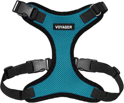 Voyager Step-in Pet Harness - All Weather Mesh, Adjustable Step in Harness for Cats and Dogs by Best Pet Supplies - Turquoise/Black Trim, XL