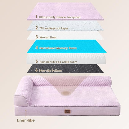 EHEYCIGA XL Dog Bed Memory Foam for Crate, Extra Large Dog Bed Orthopedic with Washable Removable Cover, Waterproof Pet Sofa Couch XLarge Size Dogs, 41x27x6.5, Lilac