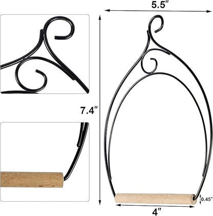 winemana Set of 3 Hummingbird Swings, Rust Resistant Metal Frame, Wooden Dowel, Attach to Bird Feeders, Perfect for Hanging Indoor Office Outdoor Trunk Lawn Patio Garden (7.4" x 5.5")