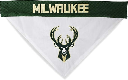 Pets First NBA Dog Bandana - Milwaukee Bucks Reversible Pet Bandana. 2 Sided Home & Away Sports Bandana with a PREMIUM Embroidery TEAM Logo, Large/X-Large