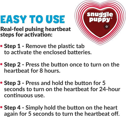 Snuggle Puppy Original Toys - Heartbeat Puppy for Dogs - Pet Anxiety Relief and Calming Aid - Comfort Dog Toys for Behavioral Training - Plus 6 Heat Packs