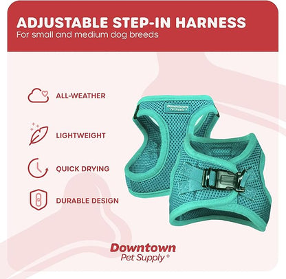 Downtown Pet Supply Step in Dog Harness No Pull, XX-Large, Bermuda Blue - Adjustable Harness with Padded Mesh Fabric and Reflective Trim - Buckle Strap Harness for Dogs
