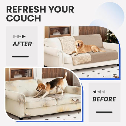 Waterproof Dog Bed Cover Pet Blanket, Soft Couch Cover for Dogs Washable, Non-Slip Dog Blanket Protect Furniture Couch Sofa Car for Puppy Large Dogs Cat (30x53 Inch, Khaki)