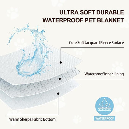 Waterproof Blanket for Dog Cat or Adult, Cute 3D Textured Paw Dog Blanket for Bed Couch Sofa, Soft Liquid Pee Proof Pet Furniture Protector, 60"x80", Navy Blue