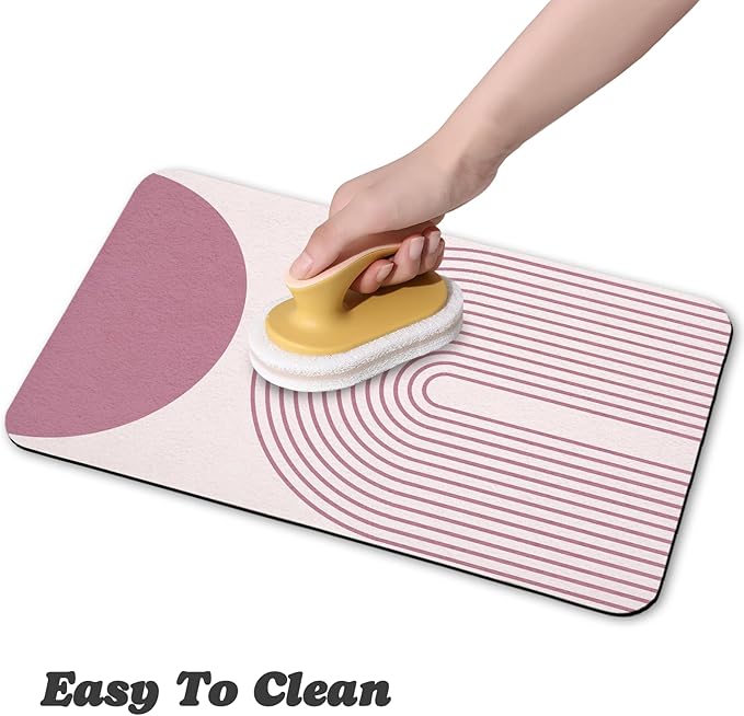 Dog Food Mats for Floors Waterproof, Cat Water Bowl Mats Pet Feeding Absorbent Mat Placemats for Food and Water Pink Bohemia 16 * 24 inch