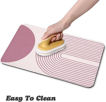Dog Food Mats for Floors Waterproof, Cat Water Bowl Mats Pet Feeding Absorbent Mat Placemats for Food and Water Pink Bohemia 16 * 24 inch